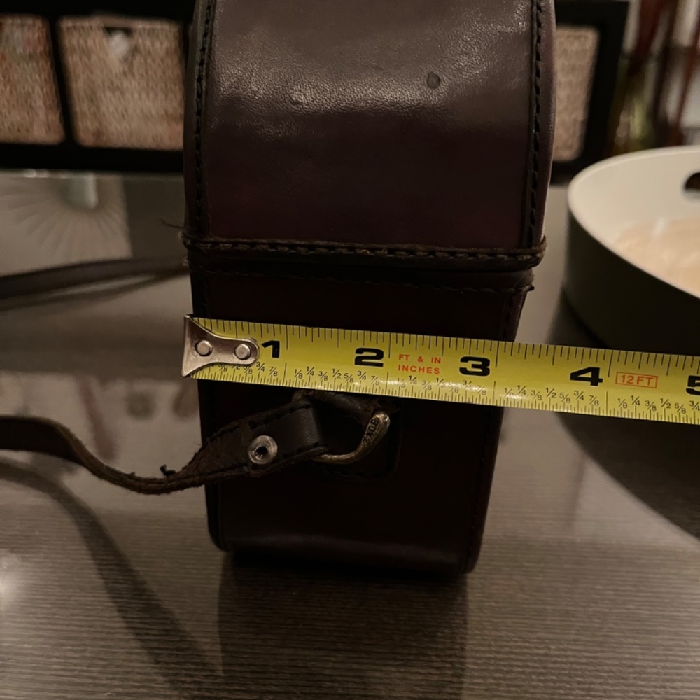 Box purse made of leather with Ankara fabric lining. - Picture 3 of 10
